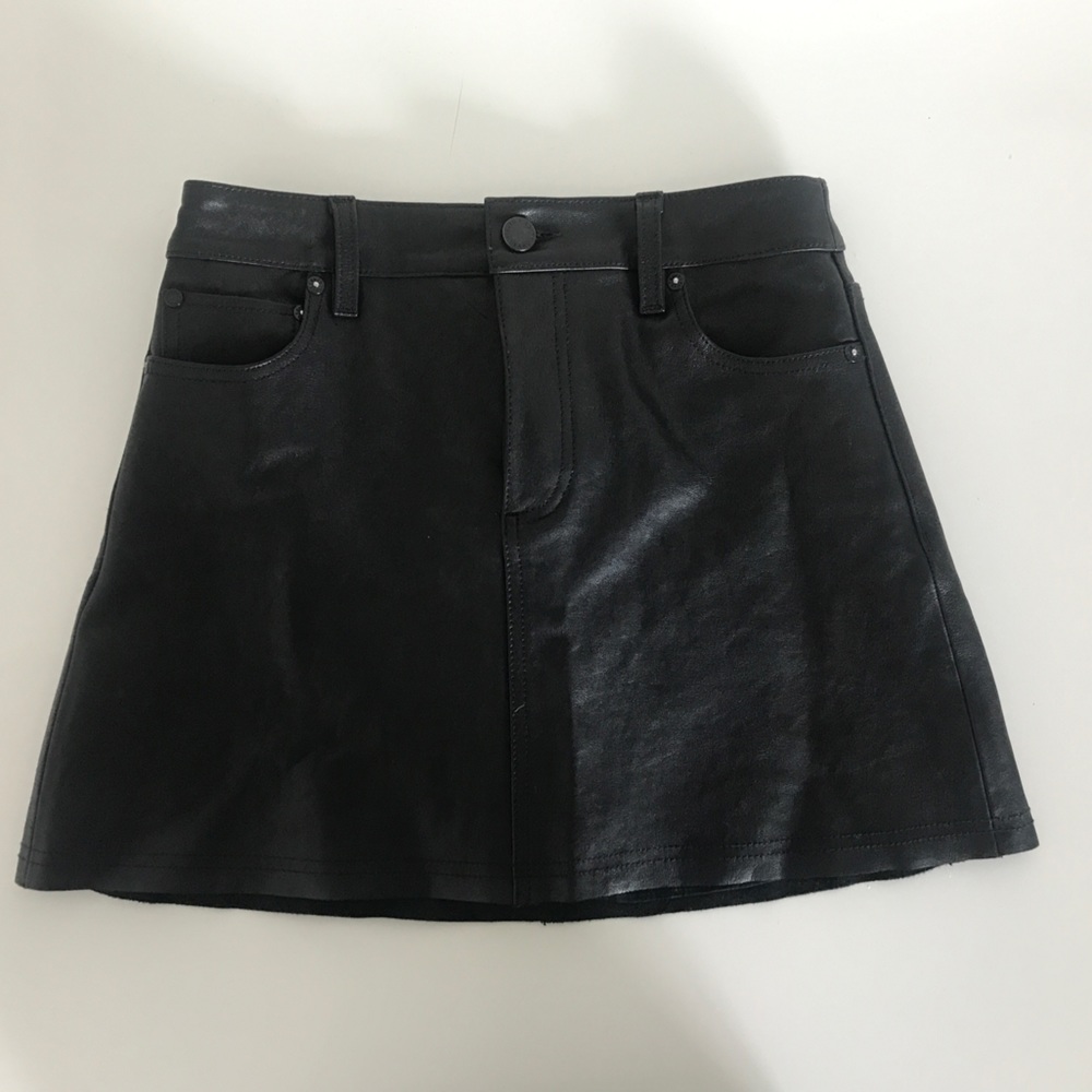 Alice & Olivia Lamb Leather Black Mini Skirt